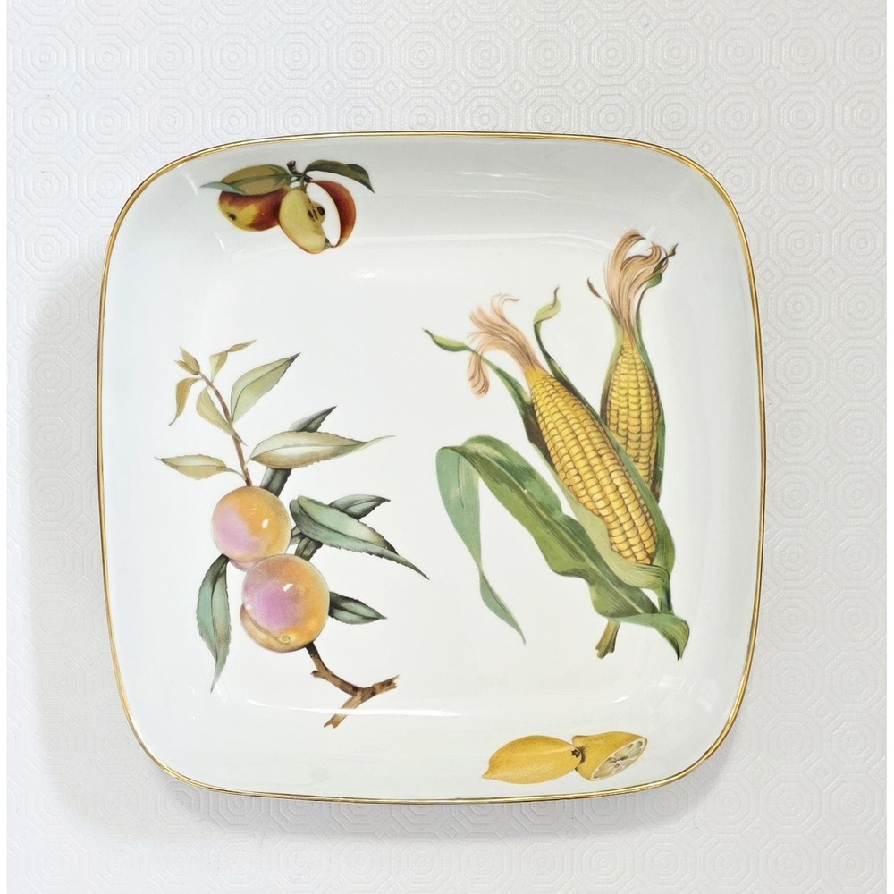 Vintage 1960s Royal Worcester Evesham Gold Square Serving Dish